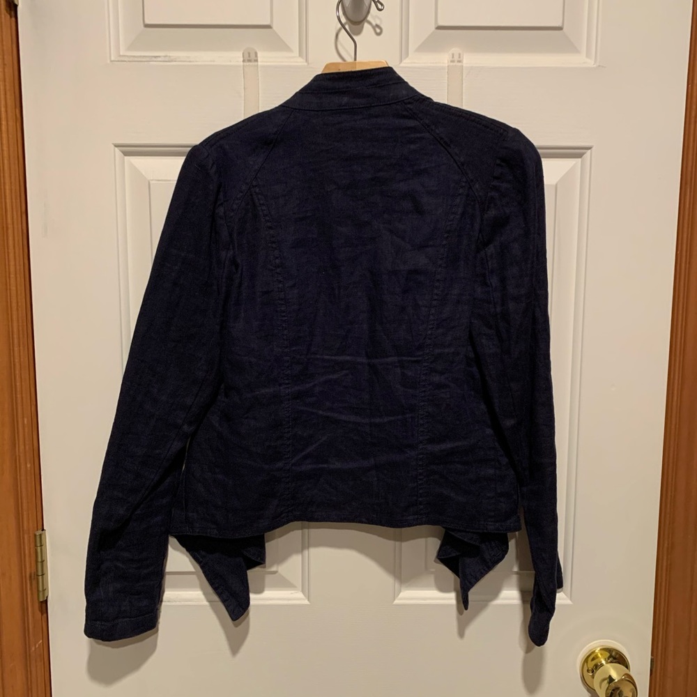 Linen navy draped jacket - Picture 2 of 3